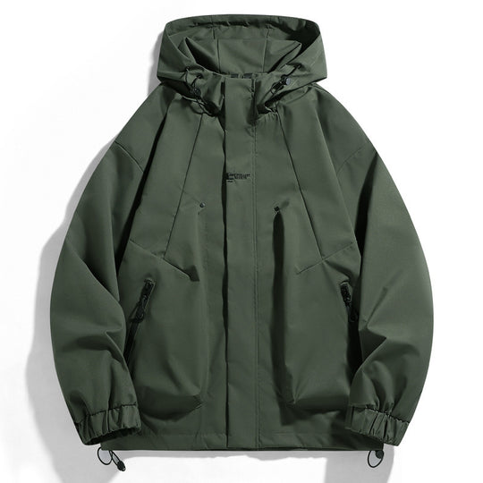 Herren wind- und wasserabweisende Kapuzenblouson mit ergonomischen Nähten, verstellbarem Saum und sicheren Reißverschlusstaschen EB