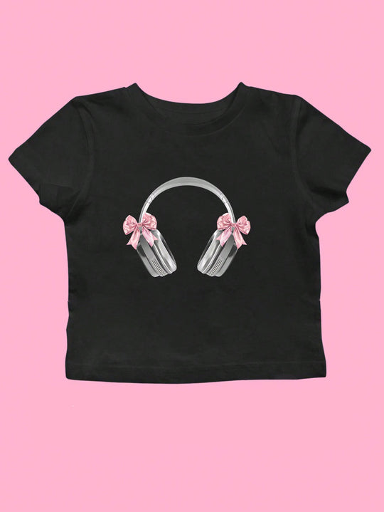 Damen Crop-T-Shirt mit künstlerischem Statementdruck EB
