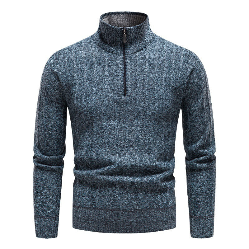 Herren modischer Strickpullover mit halbem Reißverschluss EB