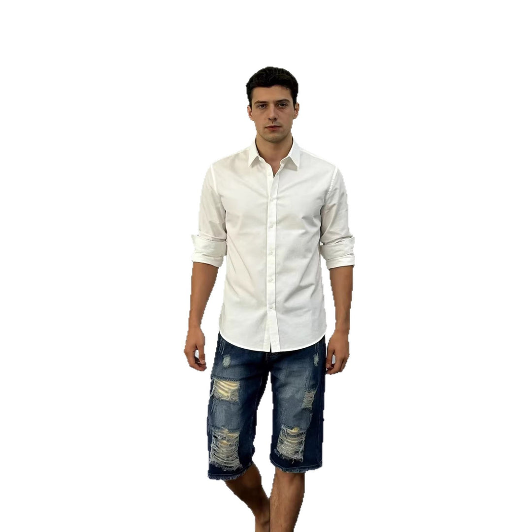 Herren lässige destroyed Jeansshorts mit fransigen Abschlüssen und weitem Bein EB