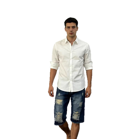 Herren lässige destroyed Jeansshorts mit fransigen Abschlüssen und weitem Bein EB