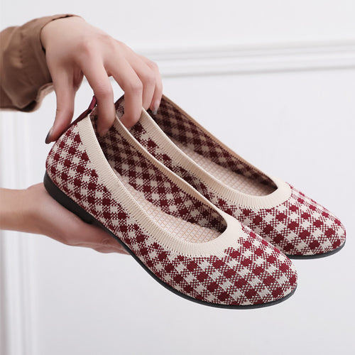 Damen Modische Ballerinas mit atmungsaktivem Strickoberteil EB