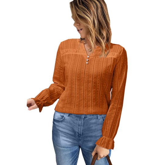 Damen Modische Bluse mit Knopfdetails EB