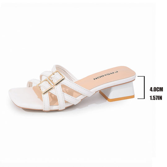 Damen Komfortable Blockabsatz-Sandaletten mit elegantem Riemchen-Design EB