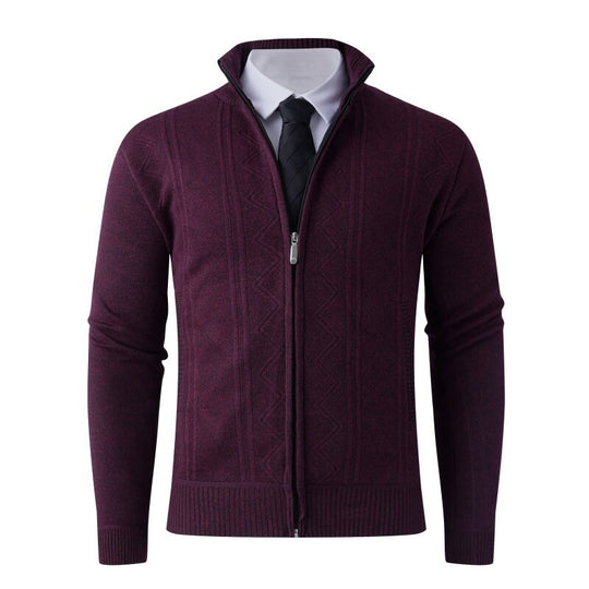 Herren Strickjacke mit modernem Zipper und strukturiertem Design EB