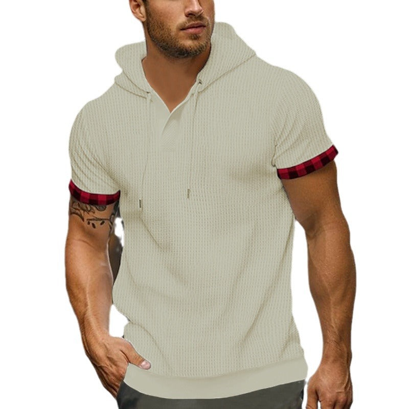 Herren modernes Kapuzenshirt mit strukturiertem Design und kontrastierenden Ärmeln EB