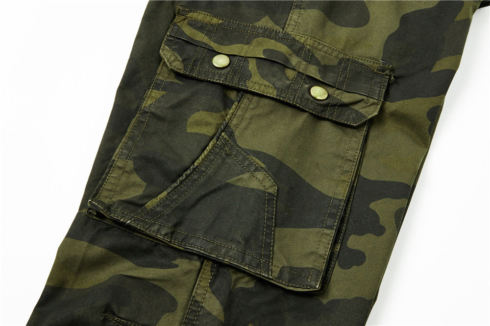 Herren Cargohose im Slim-Fit mit verstärkten Knien Multifachtaschen und Stoffgürtel EB