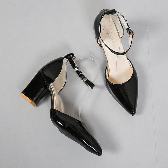 Damen elegante High-Heels mit transparentem Riemen und Blockabsatz EB