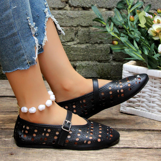 Damen komfortable Halbschuhe mit atmungsaktivem Design und verstellbarem Riemchen EB