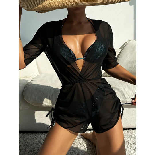 Damen Übergangs Strandschneider mit floralem Design und verstellbarem Bund EB
