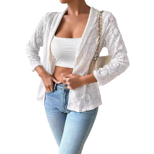 Damen Spitzenblazer mit romantischem Design und schmeichelhaftem Schnitt EB