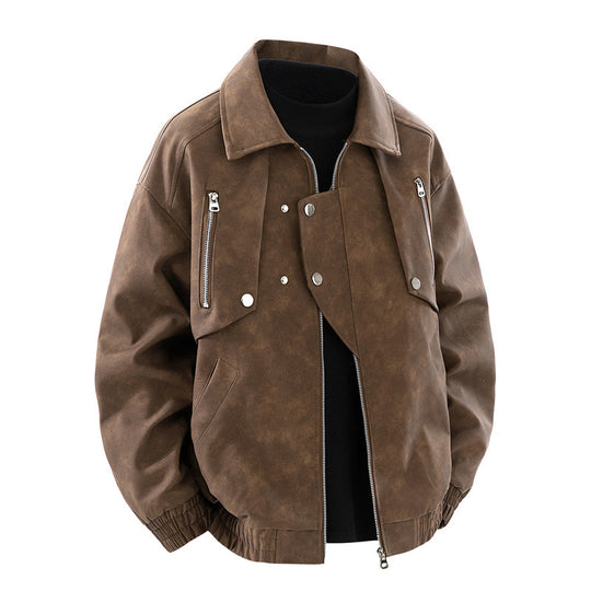 Herren modische Jacke mit multifunktionalen Reißverschlusstaschen und elastischen Bündchen EB