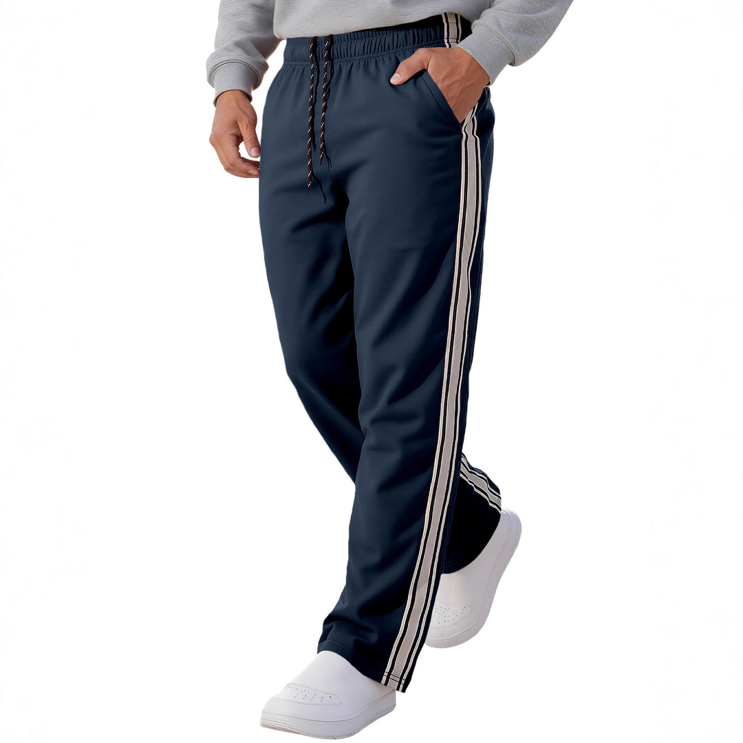 Herren nan Retro-Trackhose mit schmal zulaufendem Bein elastischem Bund Tunnelzug und seitlichen Streifen EB