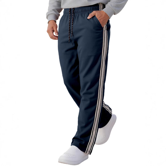 Herren nan Retro-Trackhose mit schmal zulaufendem Bein elastischem Bund Tunnelzug und seitlichen Streifen EB