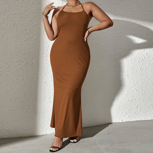 Damen elegantes Maxikleid mit schmalen Trägern und figurschmeichelndem Schnitt EB