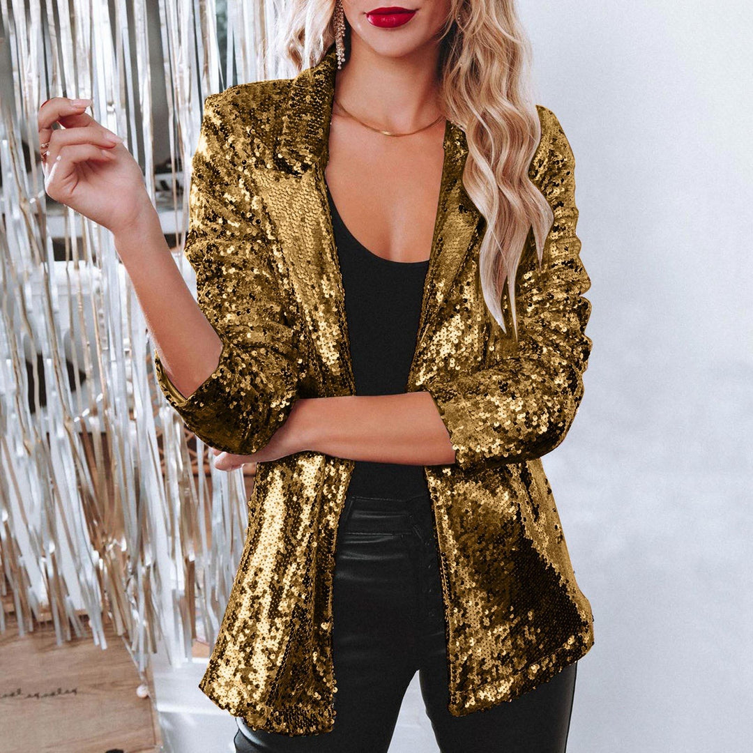 Damen Paillettenjacke mit weitem Schnitt und eleganten Details EB