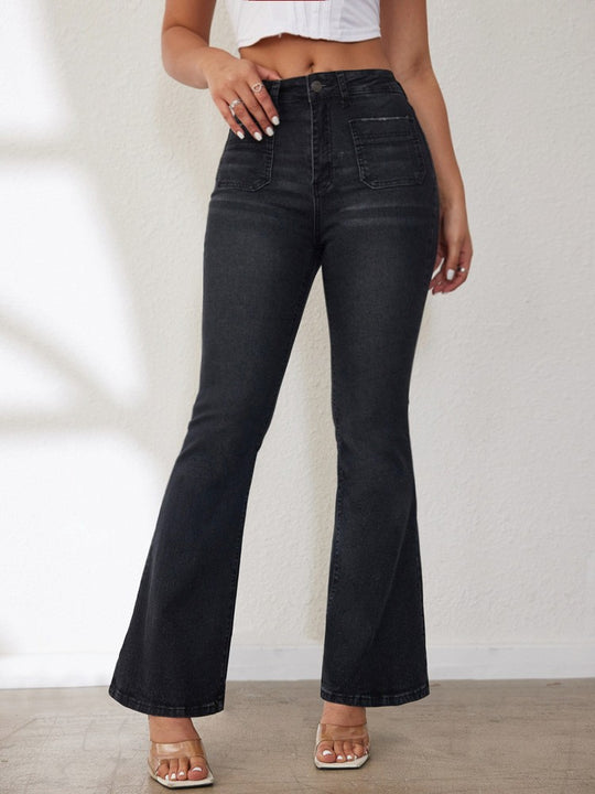 Damen High-Waist Schlagjeans EB