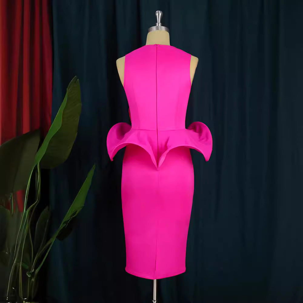 Damen Cocktailkleid mit kunstvollem Blumenapplikation EB