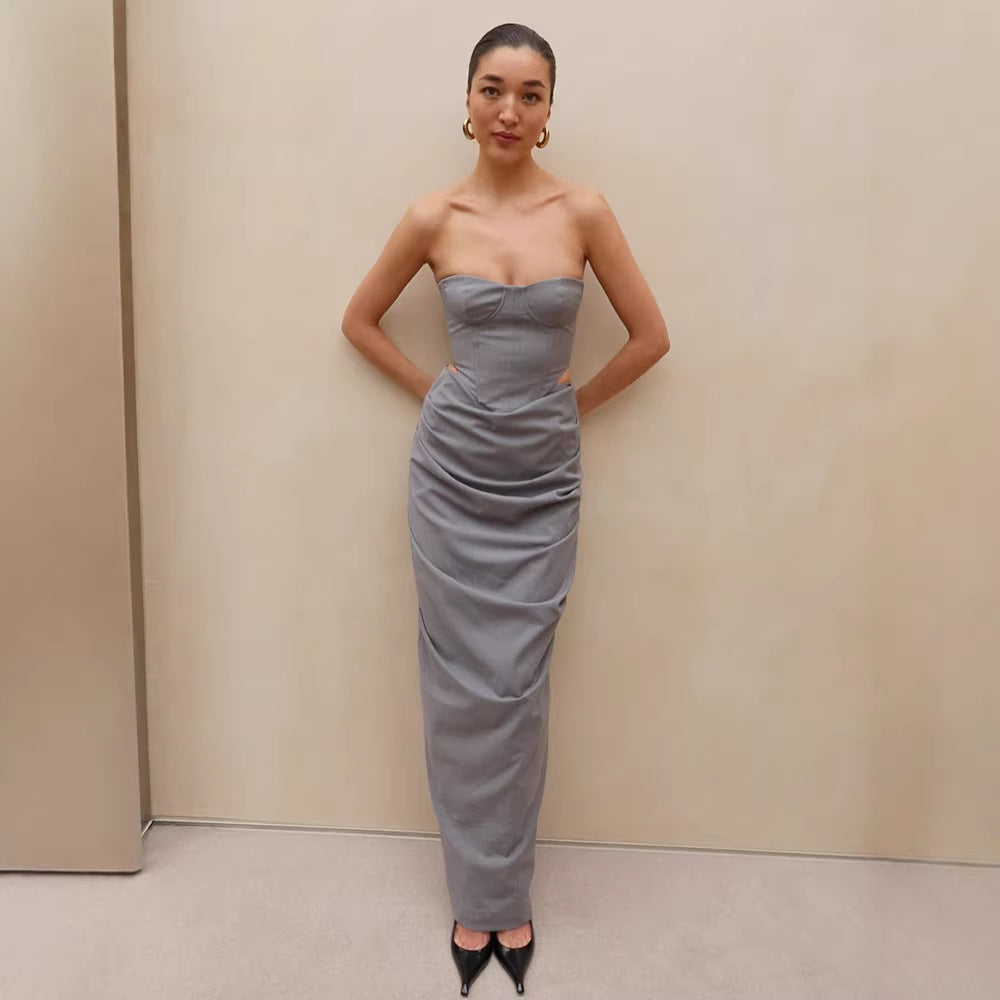 Damen figurbetontes Abendkleid mit raffiniertem Drapierungsdesign EB