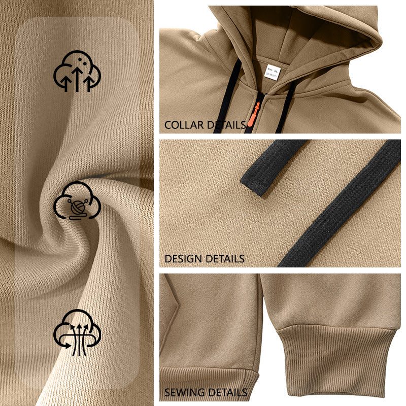 Herren Kapuzenpullover mit halbem Reißverschluss und Utility-Ärmeltasche EB
