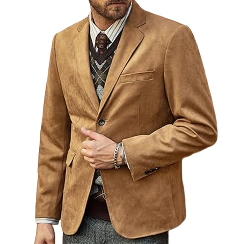Herren eleganter Samtblazer mit detaillierter Steppnaht und modischem Schnitt EB