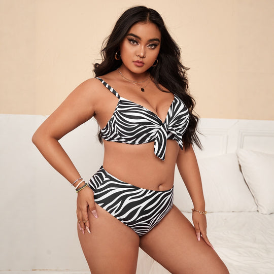 Damen Bunt gemusterter Bikini mit Knotendetail EB