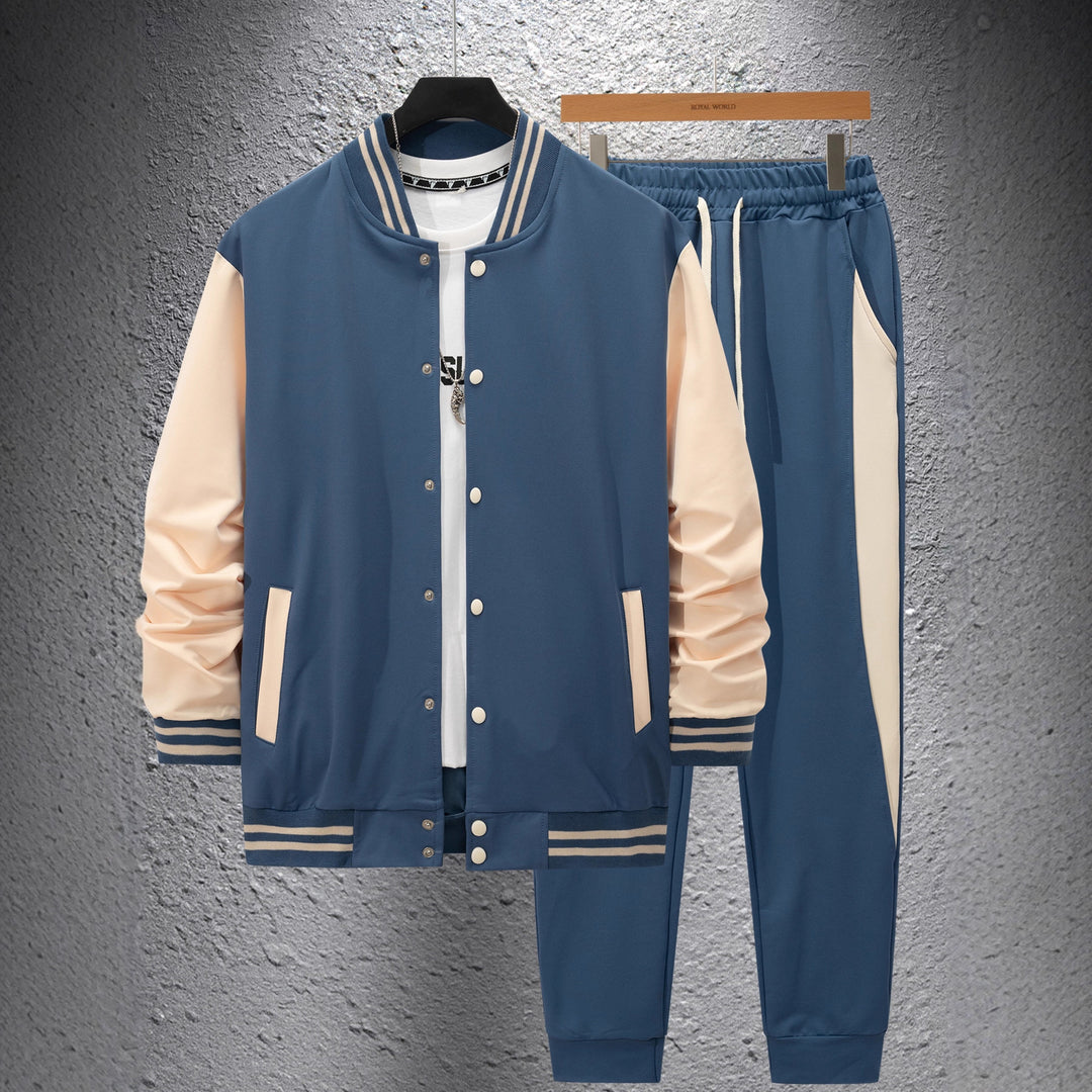 Herren nan College-Trainingsanzug aus Baumwollmischung mit gesteppter Collegejacke und tapered Jogginghose EB
