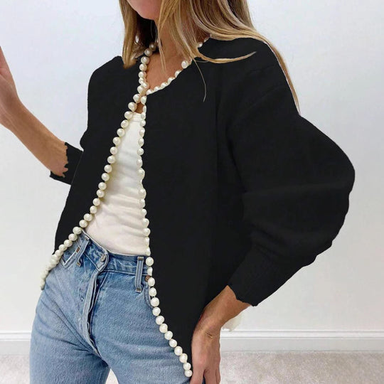 Damen Strickjacke mit Perlenbesatz EB