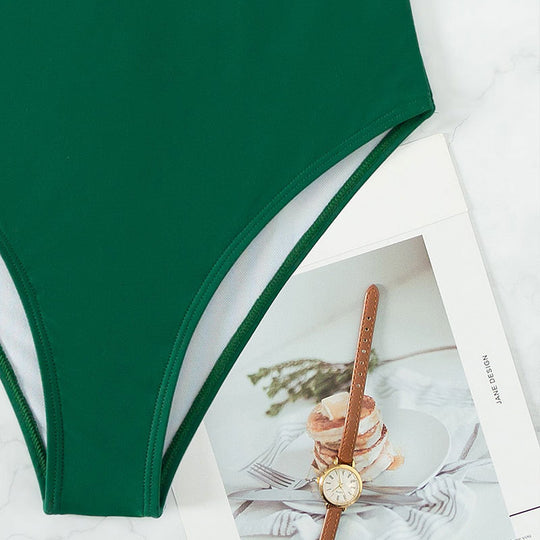 Damen Einteiler Badeanzug mit verstellbaren Spaghettiträgern und tiefem Rückenausschnitt EB