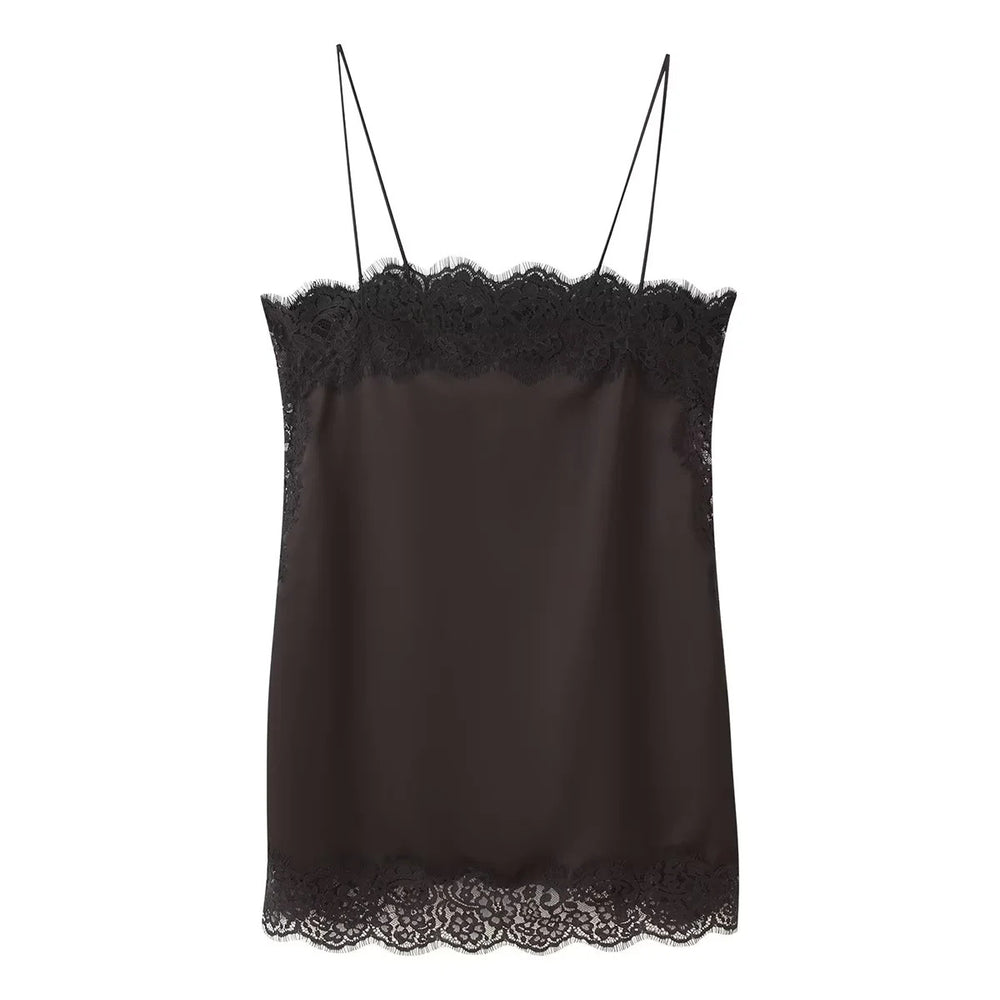 Damen elegante Satin-Hosen mit Spitzenakzenten EB