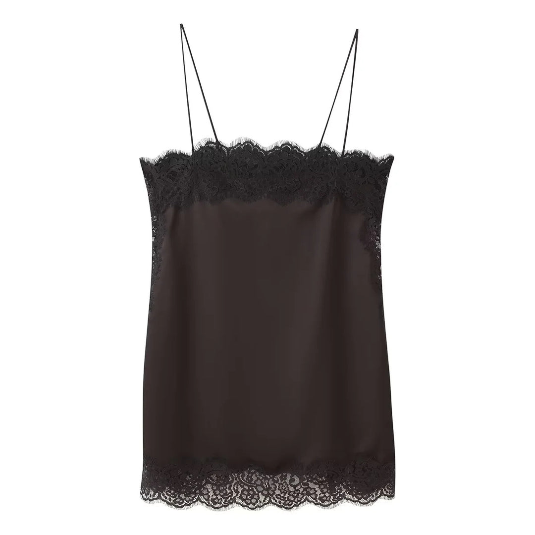 Damen elegante Satin-Hosen mit Spitzenakzenten EB
