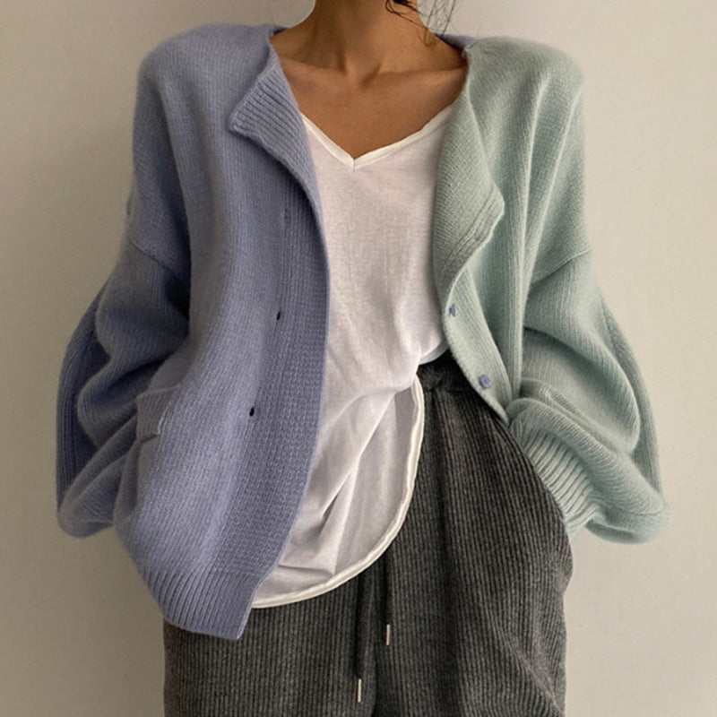 Damen Kuscheliger Strickcardigan mit hohen Ärmeln und einzigartigem Design EB