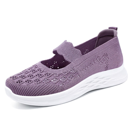 Damen Atmungsaktive Ballerinas mit elastischem Riemen und rutschfester Sohle EB