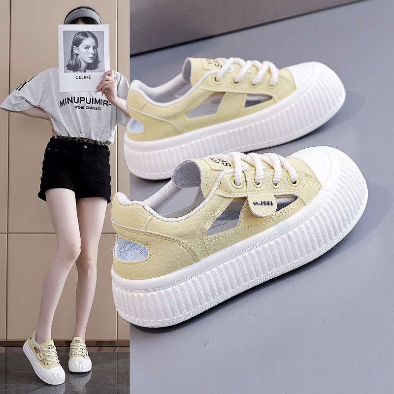 Damen modische Sneakers mit hochgezogener Sohle und atmungsaktiver Struktur EB