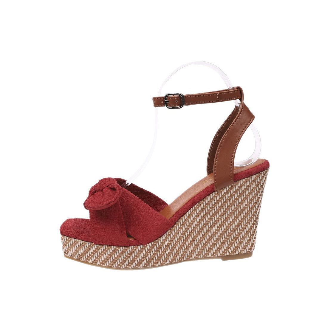 Damen Wedge-Sandaletten mit dekorativem Schleifen-Design und komfortablem Fußbett EB