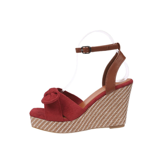 Damen Wedge-Sandaletten mit dekorativem Schleifen-Design und komfortablem Fußbett EB
