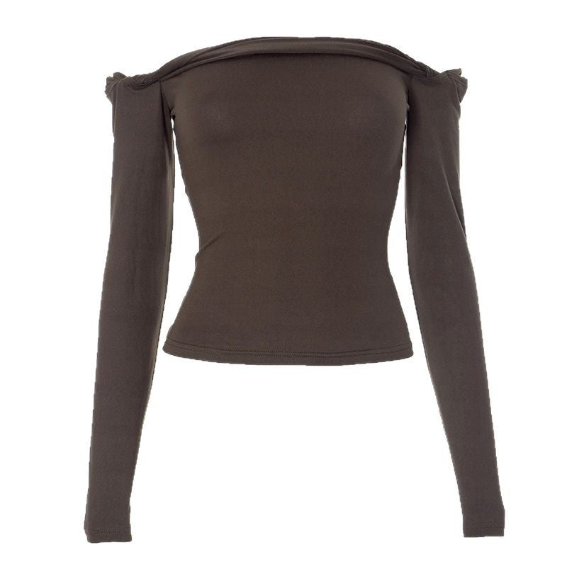 Damen Offshoulder Langarmshirt mit eleganten Drapierungen EB