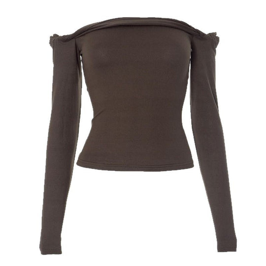 Damen Offshoulder Langarmshirt mit eleganten Drapierungen EB