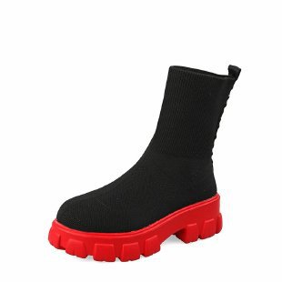 Damen trendige Stiefel mit hohem Schaft und robustem Plateau EB