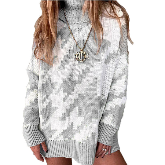 Damen Grobstrickpullover mit modernem Chevron-Muster EB