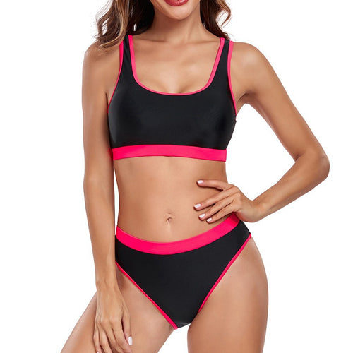Damen Sportliches Bikini-Set mit kontrastierendem Bund EB