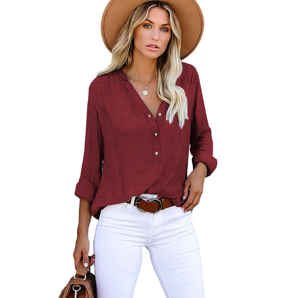 Damen Leichte und luftige Bluse mit Knopfleiste EB