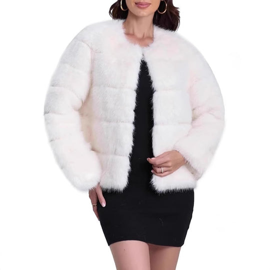 Damen Flauschige Kunstpelzjacke EB