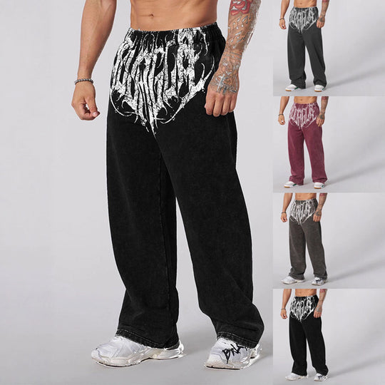 Herren nan weiche gewaschene Jogginghose mit weitem Schnitt und elastischem Bund EB