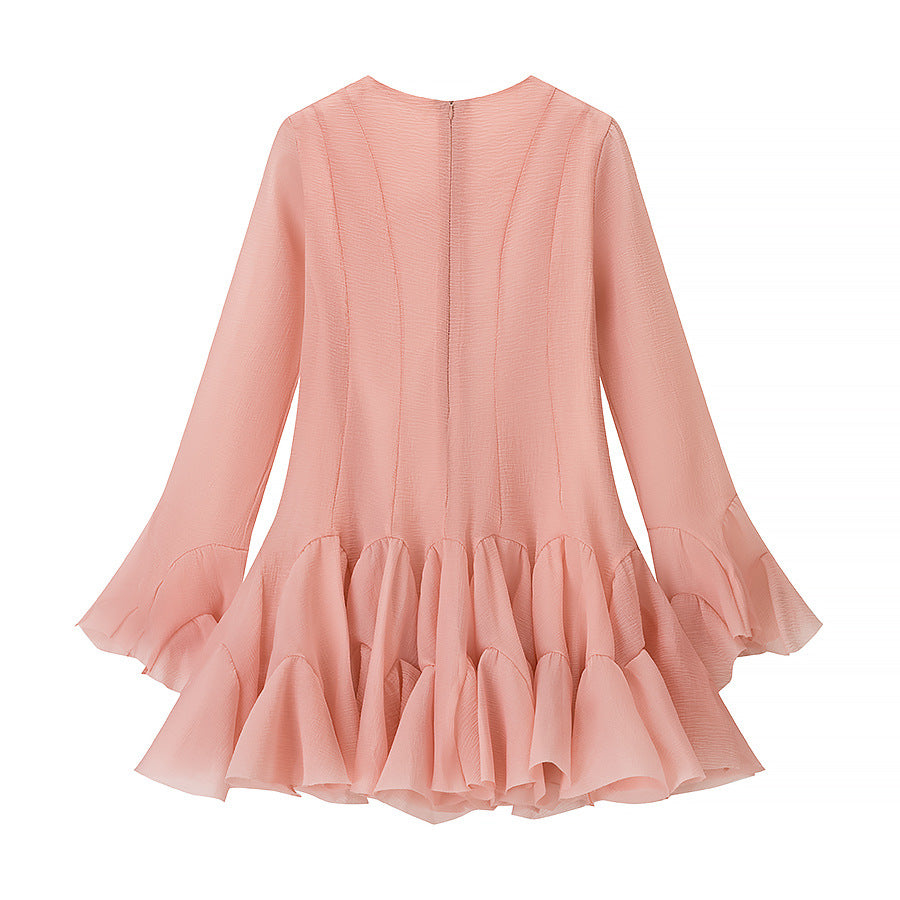 Damen Fransen-Kleid mit fließendem Rüschenabschluss EB
