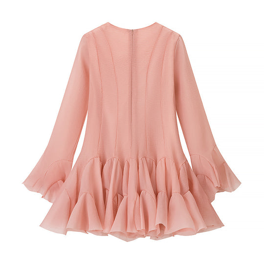 Damen Fransen-Kleid mit fließendem Rüschenabschluss EB