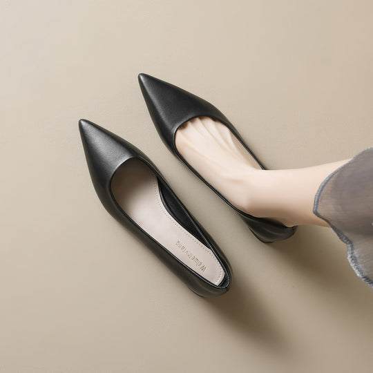 Damen elegante Pumps mit spitzem Zehenbereich und komfortablem Blockabsatz EB