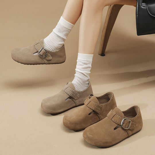 Damen Clogs aus weichem Wildleder mit verstellbarem Riemen EB