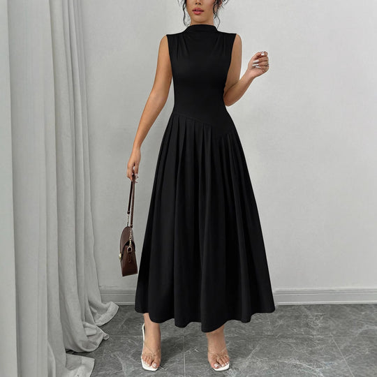 Damen Elegantes Maxikleid mit Plissee-Details EB