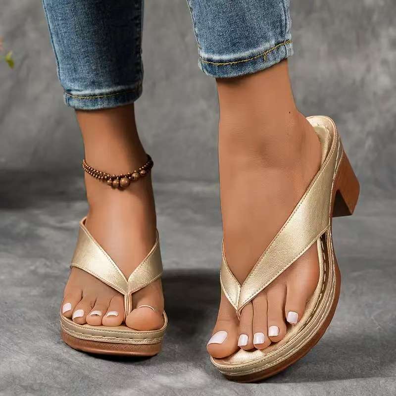 Damen komfortable Wedge-Pantoletten mit floralen Akzenten EB